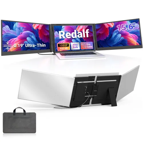 Image of 15.6" One-Cable Laptop Screen Extender, Ultra-Thin 1080P FHD Triple Portable