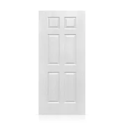 26 in. x 80 in. 6 Panel Hollow Core White Oak Finished PVC Composite Interior