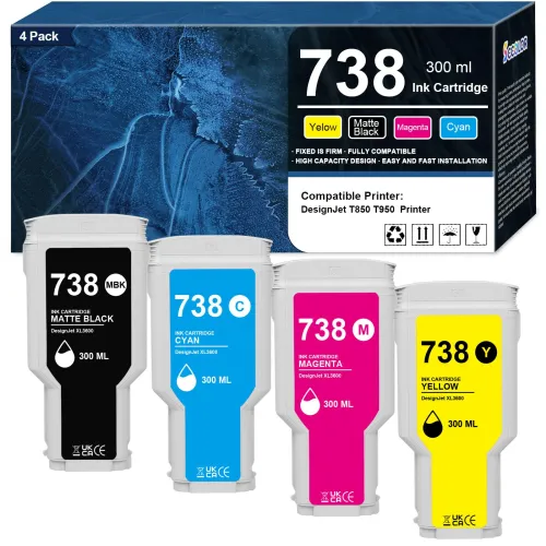 Image of 738 738XL Ink Cartridge 300ML 498N8A 676M6A 676M7A 676M8A High Yield