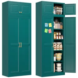 86 Tall Metal Kitchen Pantry Storage Cabinet with Doors and Shelves