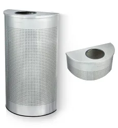 Alpine 12 Gallon Half Round Stainless Steel Commercial Trash Can Open Top