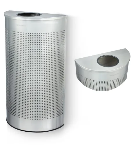 Image of Alpine 12 Gallon Half Round Stainless Steel Commercial Trash Can Open Top