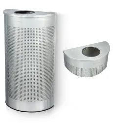 Alpine 12 Gallon Half Round Stainless Steel Commercial Trash Can Open Top