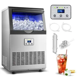 Amzgachfktch Commercial Ice Maker, 110 lbs/24H, 25 lbs Ice Storage