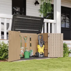 Aoxun Outdoor Storage Cabinet 35 Cu.Ft Outdoor Trash Can Storage Shed