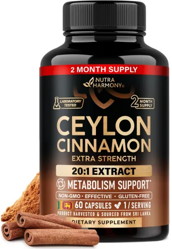 Image of Ceylon Cinnamon Capsules - Energy Heart & Metabolism Support - 60 Capsules