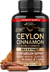 Ceylon Cinnamon Capsules - Energy Heart & Metabolism Support - 60 Capsules