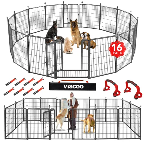 Image of Dog Playpen Outdoor, 16 Panels 40" High Metal Dog Fence with Gate