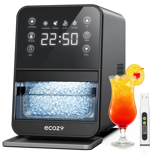 Image of ecozy Nugget Ice Maker Countertop, 40Lbs/Day Chewable Pebble Ice, TDS Meter