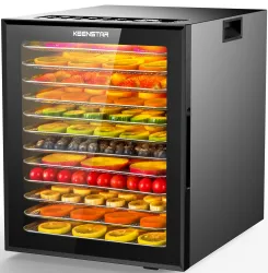 Food Dehydrator for Jerky, 12 Stainless Steel Trays, 10 Presets