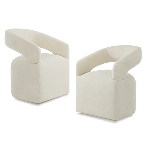 Image of KISLOT Upholstered Dining Chairs with Casters