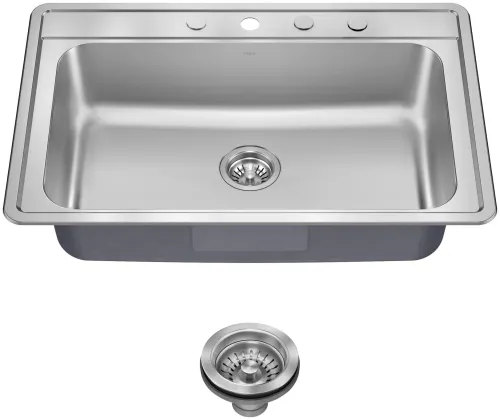 Image of KRAUS Premier 33-inch Drop In/Top Mount Single Bowl 18-Gauge Stainless Steel