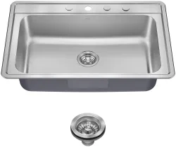 KRAUS Premier 33-inch Drop In/Top Mount Single Bowl 18-Gauge Stainless Steel