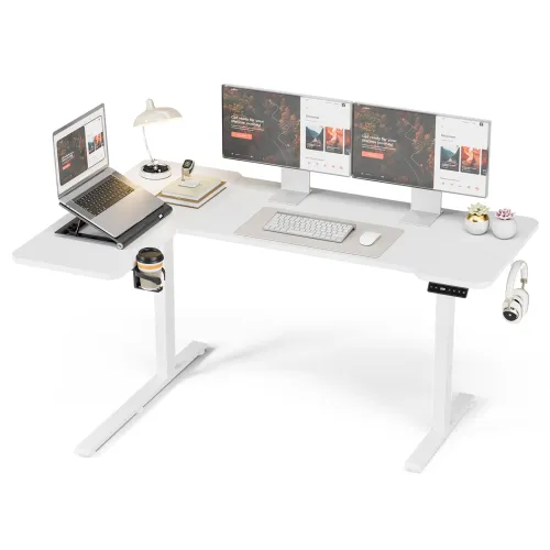 Image of L Shaped Electric Standing Desk - 59x40 Inch