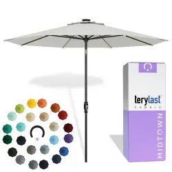 Midtown Umbrellas LED Swilt - 8 Ft Solar LED Patio Umbrella, Off Cream