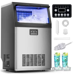 Mountman Commercial Ice Maker,110lbs/24H,36 Cubes in 14 Mins,Stainless Steel Ice