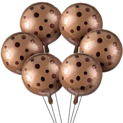 RoundFunny 6 Pcs Chocolate Chip Cookie Balloons, 21 Inch Foil Balloons