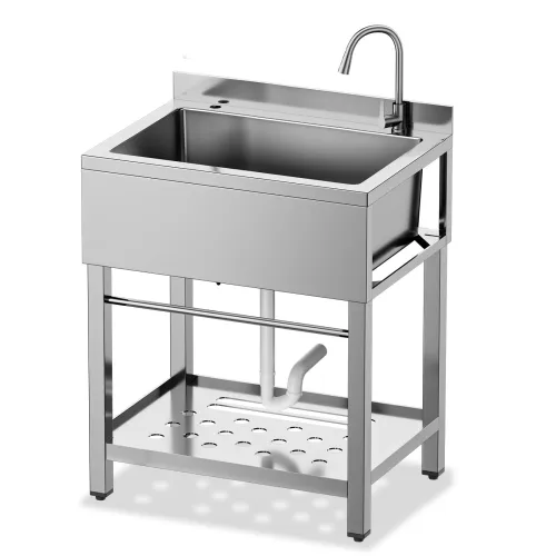 Image of Stainless Steel Utility Sink Freestanding Single Bowl Garage Sink