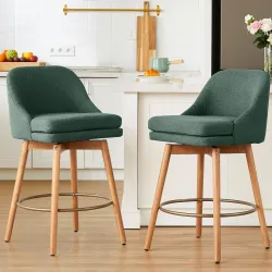 Swivel Counter Height Bar Stools Set of 2, Green, 27