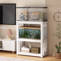 Two-tier Fish Tank Stand, Metal Aquarium Stand, Height-adjustable