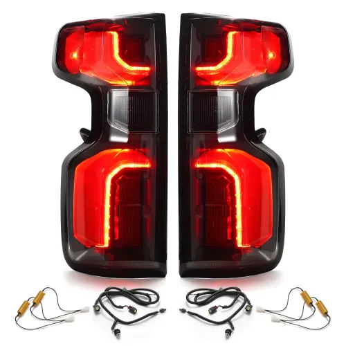 Image of Upgrade Pair Black LED Tail Light For 2019-2026 Silverado Halogen